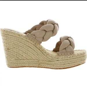 KENNETH COLE NEW YORK OLIVIA BRAID BRAIDED OPEN TOE WEDGE SANDALS